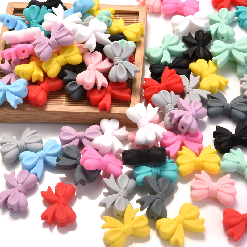 Jewelry Making 3 Year Old - 5pcs Silicone Bowknot Beads, BPA Free