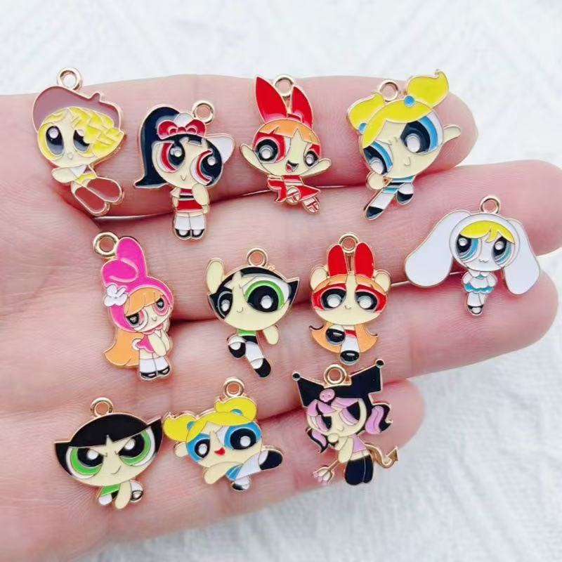Jewelry Making Jewelry - 10pcs Alloy Oil-Dripping Cartoon Girl Pendant,