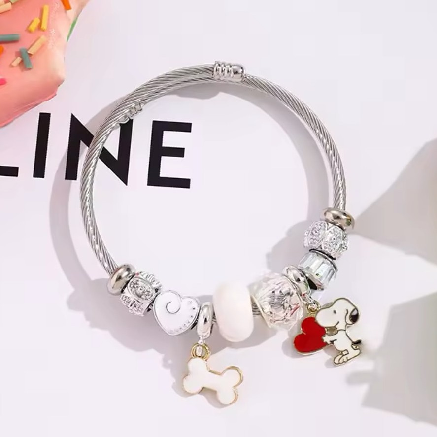 Jewelry Making Metals - Cute Cartoon Snoopy Bone Heart Beaded