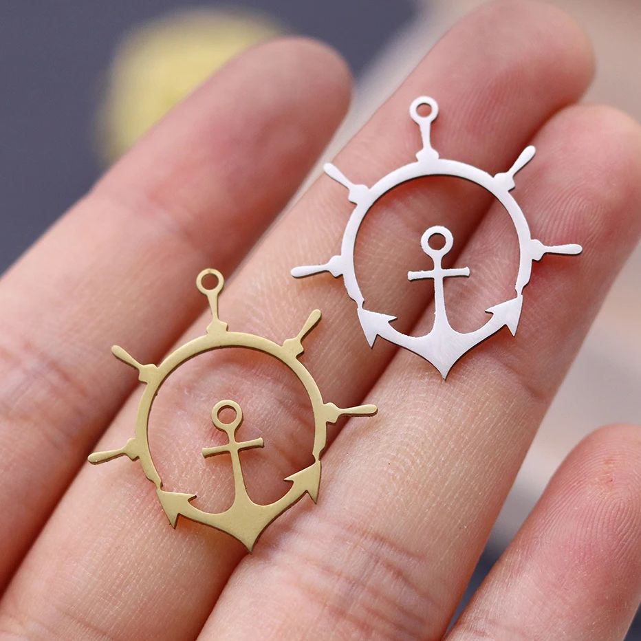 Jewelry Making Guide - 3pcs Compass Anchor Cross Stainless Steel