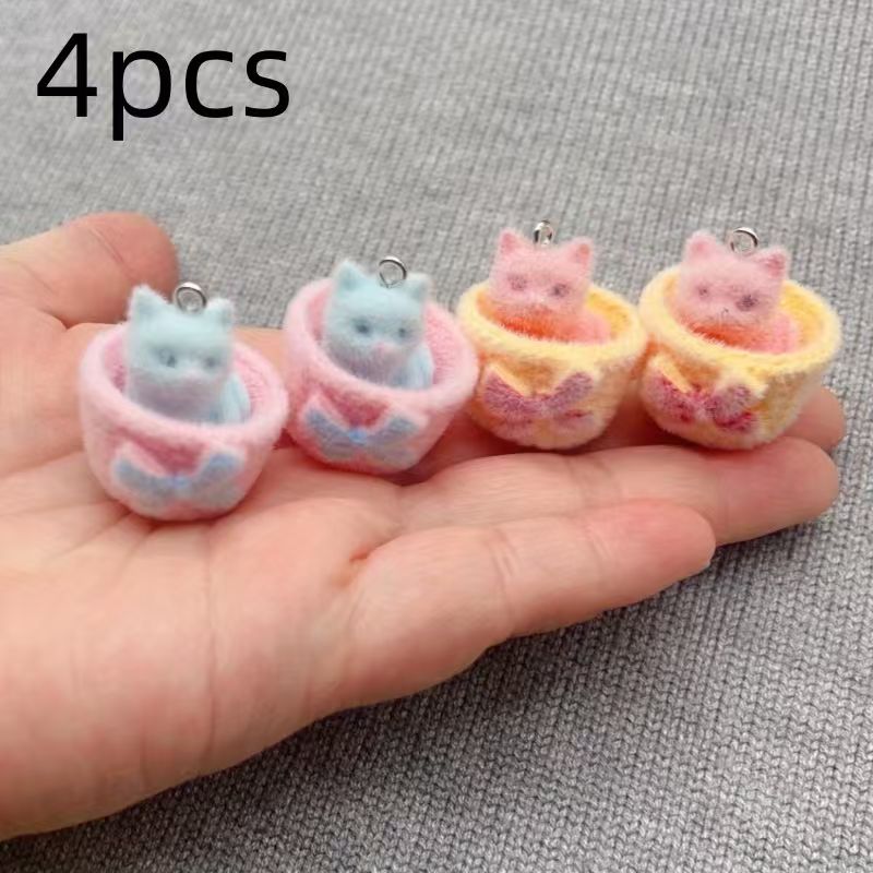 4pcs 3D plush resin cat pendan - Jewelry Making Jewelry review and price
