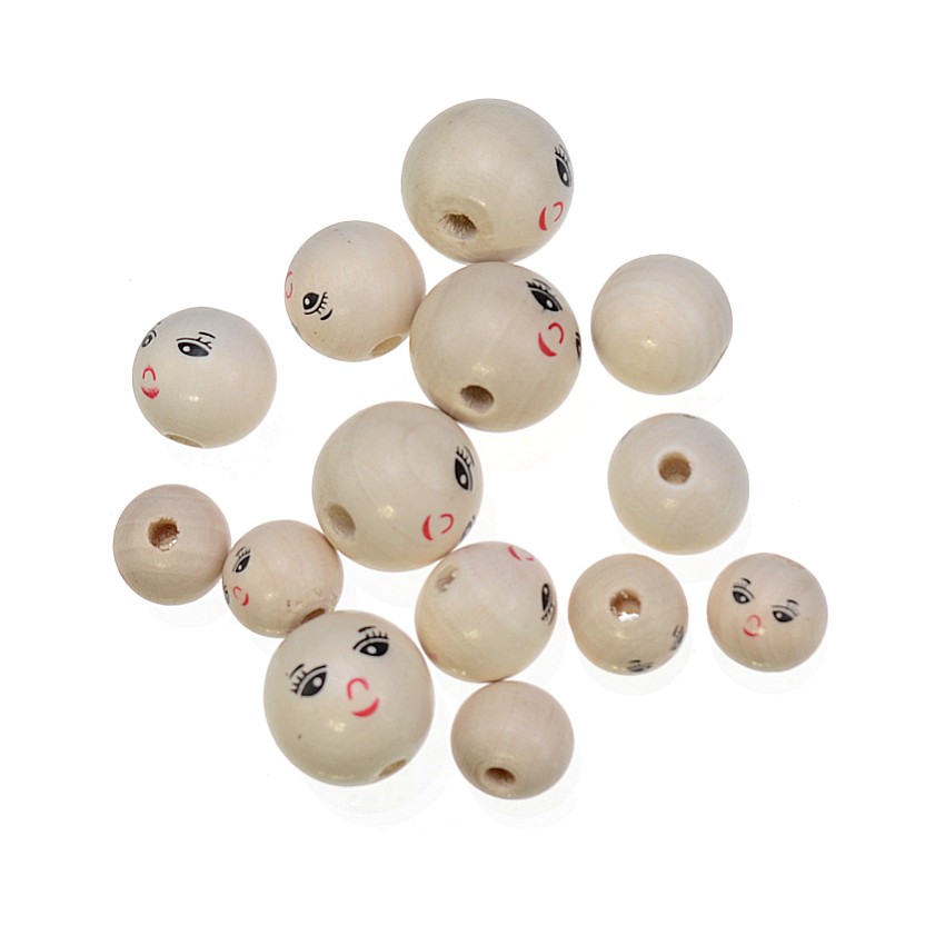 20/50PCs Smiling Face Wooden B - Jewelry Making 3 Year Old review and price
