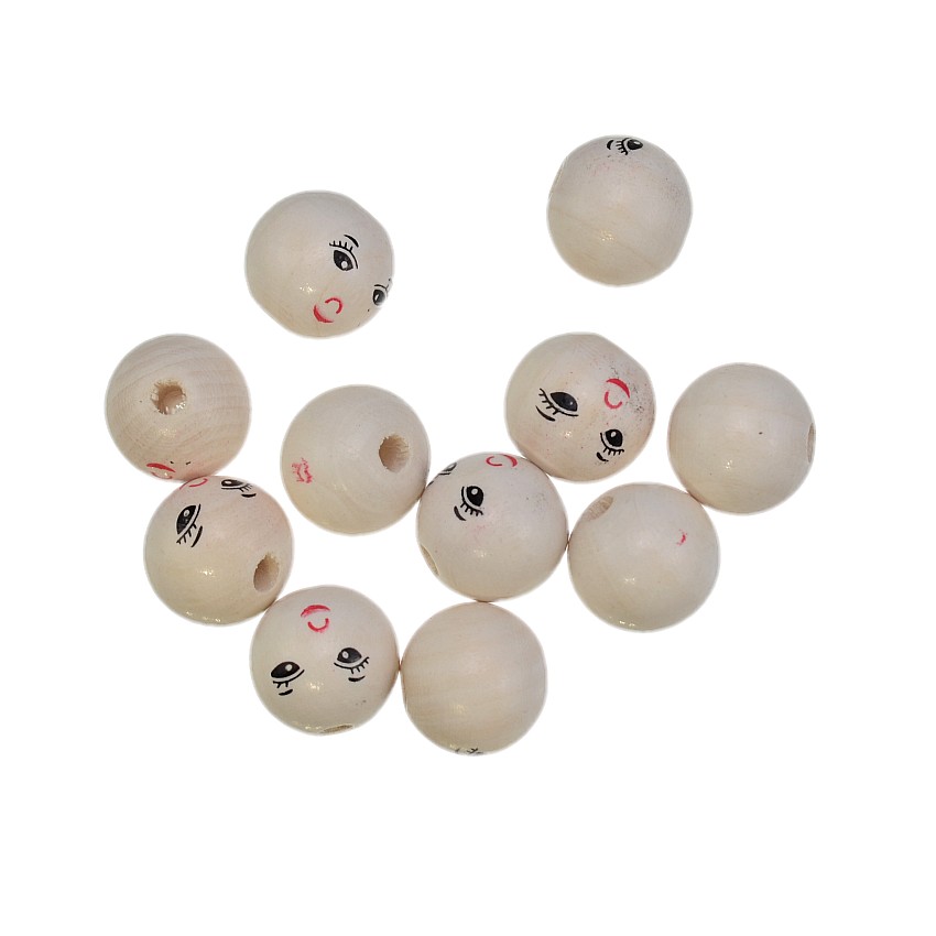 20/50PCs Smiling Face Wooden B - Jewelry Making 3 Year Old review and price