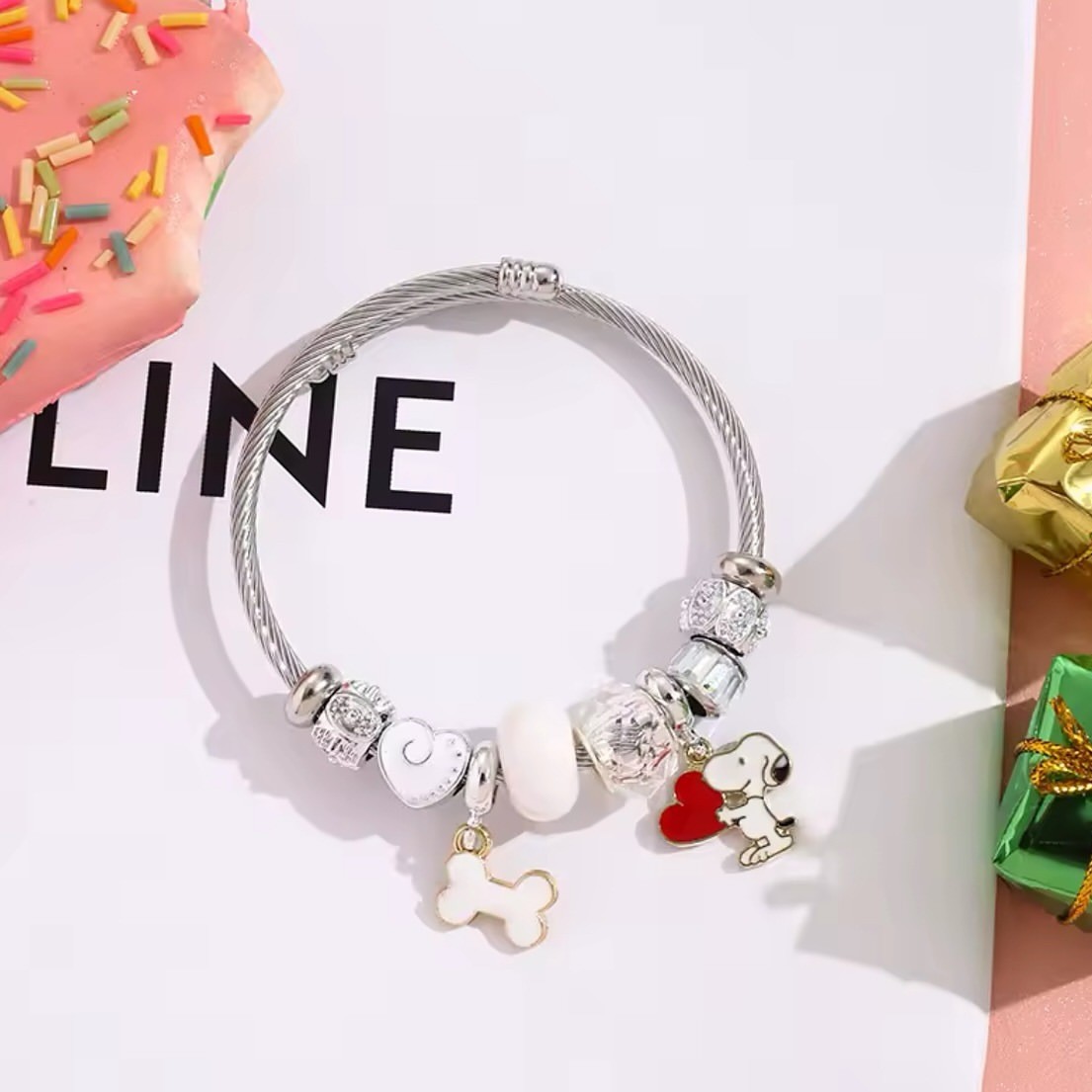 Cute Cartoon Snoopy Bone Heart - Jewelry Making Metals review and price