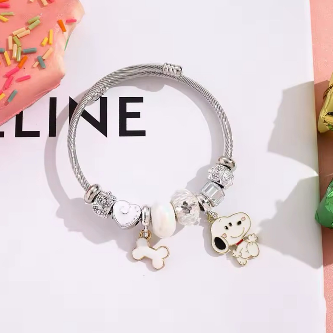 Cute Cartoon Snoopy Bone Heart - Jewelry Making Metals review and price
